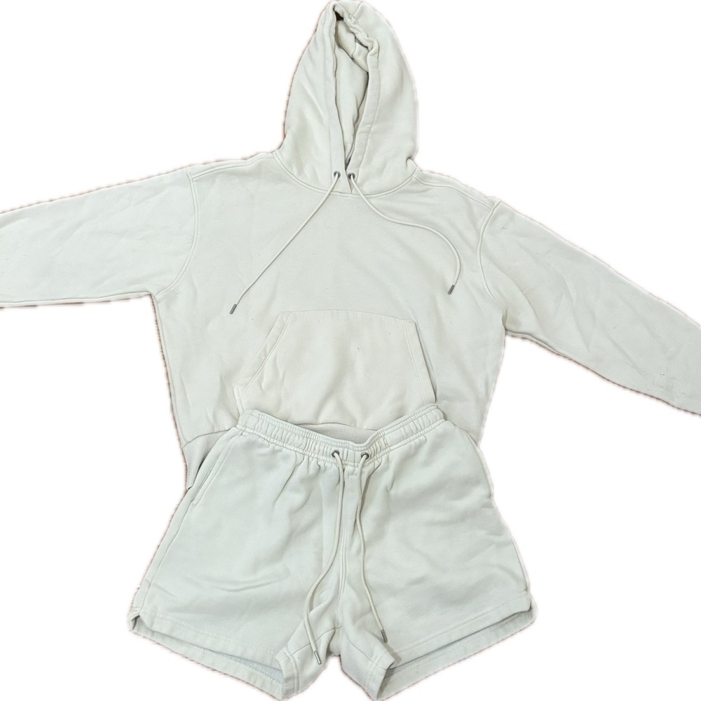 Cream Hoodie and Shorts Set